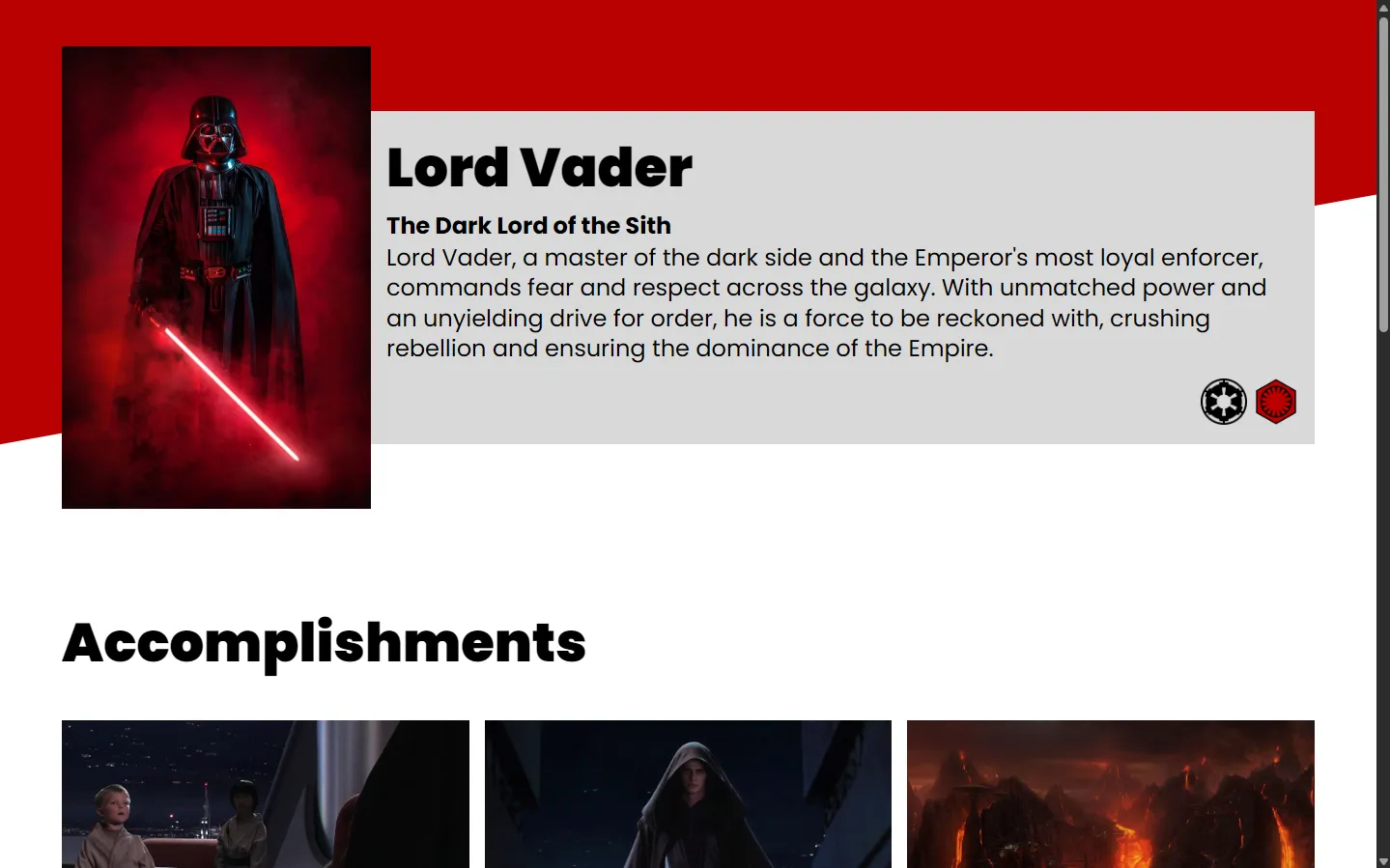 Darth Vader Homepage